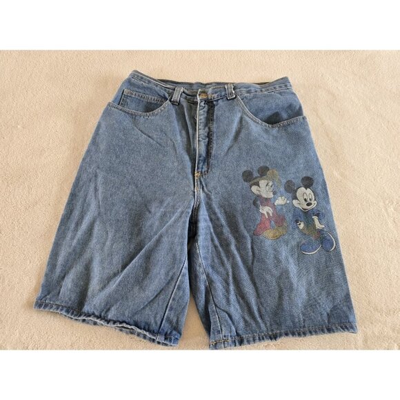 Vintage Womens 90s Mickey Mouse High Rise Jean Shorts 13 Denim - Picture 1 of 5